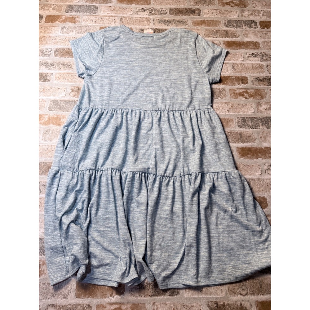 LuLaRoe Dress Womens‎ Small Blue Space Dye Tiered Babydoll Short Sleeve Knit - Picture 6 of 7